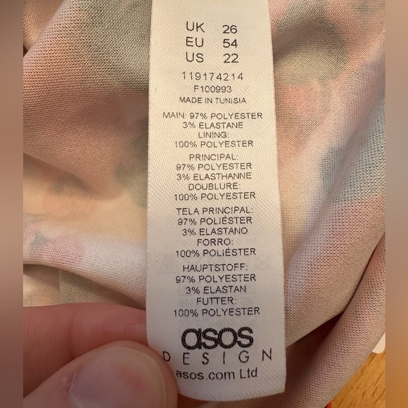 NWT ASOS Design Curve Size 22 Floral Lace Sheath Dress Pink Red Green White - Picture 9 of 12